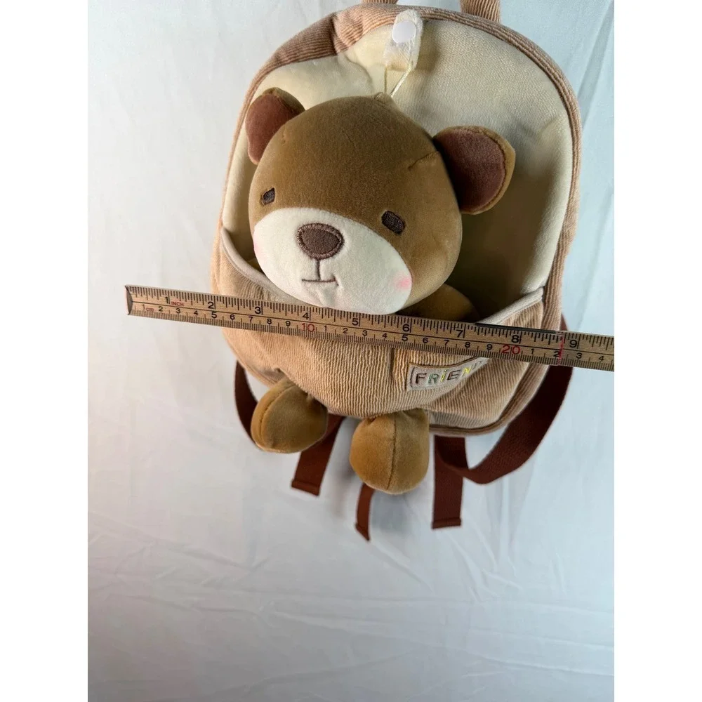 Metoo Tiramitu Kids Corduroy Teddy Bear Backpack Plush Toy Brown Tan Toddler Bag